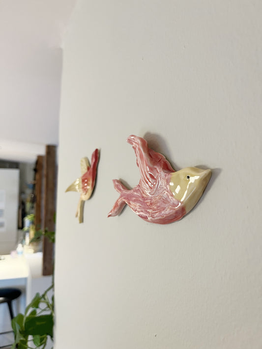 Keramik fugl 2 - lyserød
